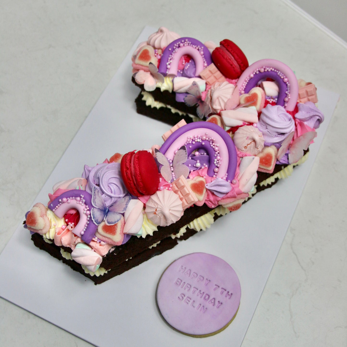 Rainbow Butterfly Number Cake