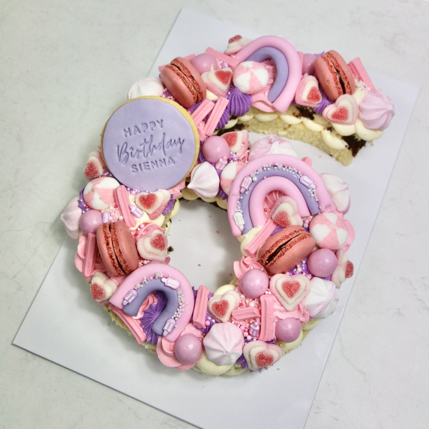 Rainbow Butterfly Number Cake