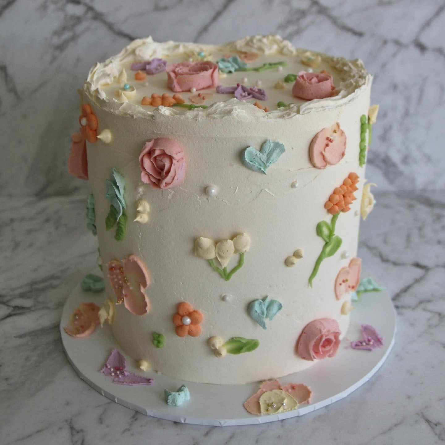 Piped Floral Cake